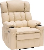 Bobby's Luxe Elektrische Relax stoel - Ligpositie 165 Graden - Voetensteun - Chill stoel - USB Aansluiting - Crème Wit - Leer - Retro - Tv stoel - Sta Op Functie - 3 Motoren -‎ 100