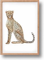 Poster cheetah - A4 - mooi dik papier - Snel verzonden! - tropisch - jungle - dieren in aquarel - geschilderd door Mies