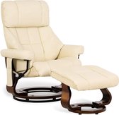 Bobby's Massagestoel - Kunstlederen - Massagestoel - Relax stoel - Chill stoel - Creme - Tv stoel - 360 Graden Draaibaar - Inclusief Hocker - ‎90 x 86 x 110 cm