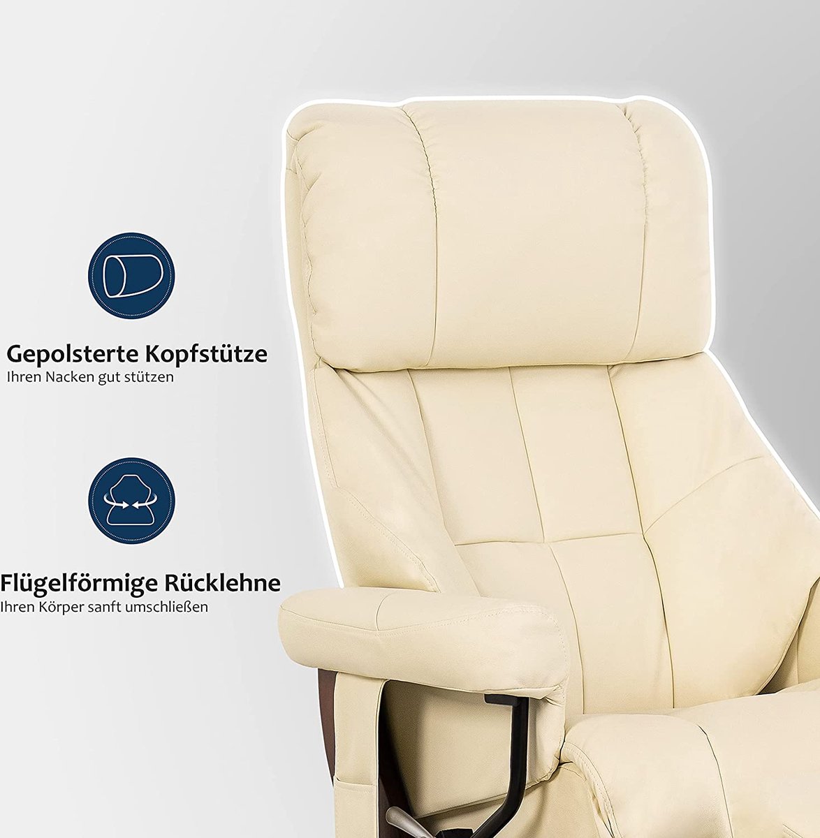 Afbeelding 2 van Monkey's Massagestoel Draaibaar Kunstleer Creme met Hocker