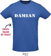 Heren Sportshirt bedrukt met naam / tekst - Royal Blauw