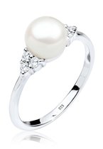 Elli PREMIUM Dames Ring Dames Klassieke Zoetwater Gekweekte Parel met Cubic Zirconia Kristallen in 925 Sterling Zilver