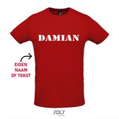 Heren sportshirt bedrukt met naam / tekst | Rood