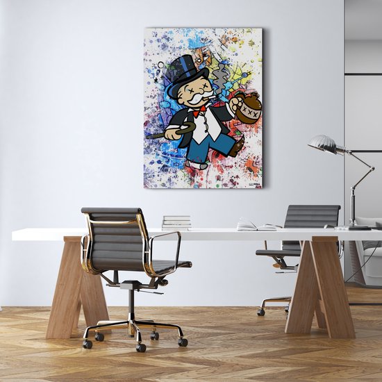 Luxe Canvas Schilderij Monopoly | 75x100 | Woonkamer | Slaapkamer | Kantoor | Paint | Succes | Motivatie | Design | Art | Modern | ** 4CM DIK! 3D Effect**