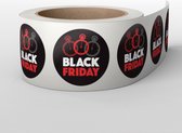 Black Friday Stickerrol - 100 Stickers Op een Rol - 2,5 cm -  Zwart met Rood en Wit