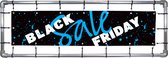 Black Friday Spandoek - 50 x 200 cm - Zwart met Blauw en Wit - Herbruikbaar