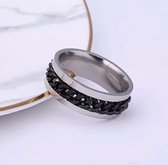 Chain Ring | Zwart | Ringen Mannen | 17mm | Ring Heren | Mannen Cadeau voor Man Cadeautjes | Moederdag | Moederdag Cadeau