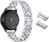 Smartwatch bandje - Geschikt voor Samsung Galaxy Watch 5 (incl. Pro) en Galaxy Watch 4 - Horlogebandje - RVS metaal - Fungus - Vijf Diamant - Zilver