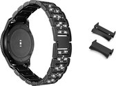 Smartwatch bandje - Geschikt voor Samsung Galaxy Watch 4 Classic - Horlogebandje - RVS metaal - Fungus - Glamour - Zwart