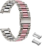 Smartwatch bandje - Geschikt voor Samsung Galaxy Watch 4 Classic - Horlogebandje - RVS metaal - Fungus - Schakel - Zilver roze
