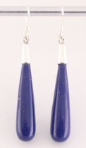 Zilveren oorbellen met pegels lapis lazuli