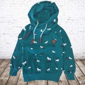 Squared and Cubed hoodie met paarden print groen -s&C-98/104-Hoodie meisjes