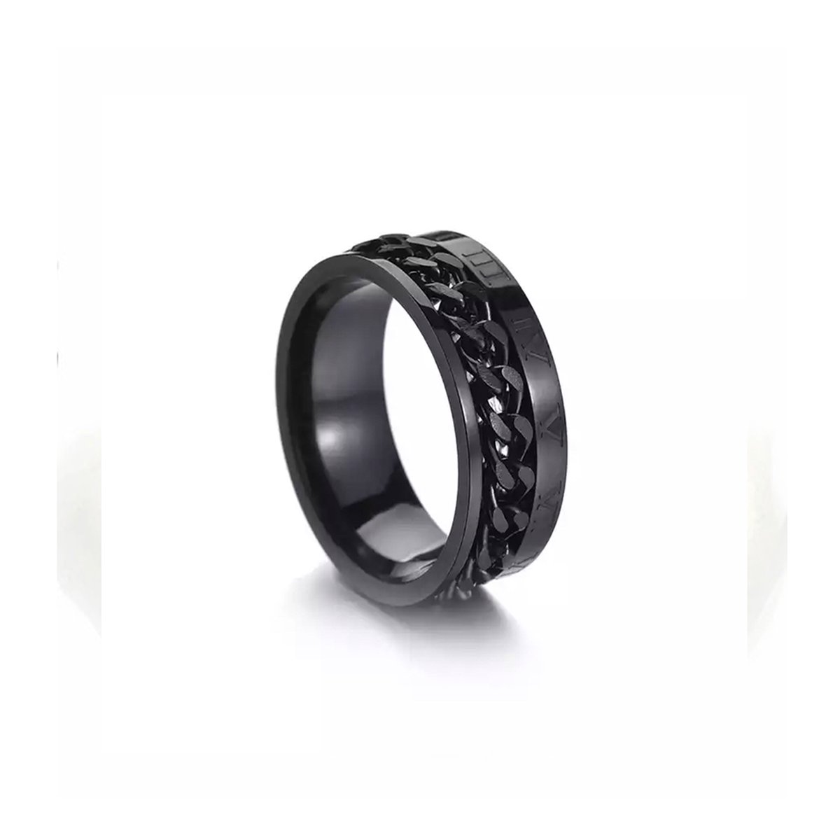 Chain Roman Ring | Zwart |Roman | Ringen Mannen | 21mm | Ring Heren | Mannen Cadeau voor Man Cadeautjes | Valentijn | Valentijnscadeau