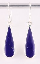 Druppelvormige zilveren oorbellen met lapis lazuli