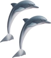 2x stuks plastic speelgoed dieren figuur dolfijn 11 cm - Zeedieren - Vissen