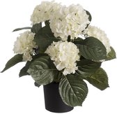 3x stuks witte hortensia kunstplant in zwarte kunststof pot 44 cm - Hydrangea - Woondecoratie