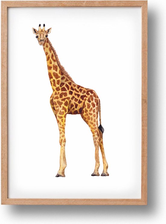 World of Mies poster giraffe - A4 - mooi dik papier - Snel verzonden! - tropisch - jungle - dieren in aquarel - geschilderd door Mies