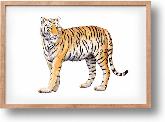 World of Mies poster tijger - A4 - mooi dik papier - Snel verzonden! - tropisch - jungle - dieren in aquarel - geschilderd door Mies