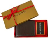 Lundholm cadeaupakket mannen heren cadeau set in geschenkverpakking - leren portemonnee heren bruin met RFID anti-skim bescherming - cadeau voor man mannen cadeautjes