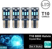 T10 Led Lamp Ice Blue 8000K (Set 4 stuks) CANBus Foutloos 5W5 | W5W | Led Signal Light | 12V | 8000 Kelvin | Stadslicht |Kentekenplaat Verlichting | 194 168 IJS BLAUW | Autolamp |