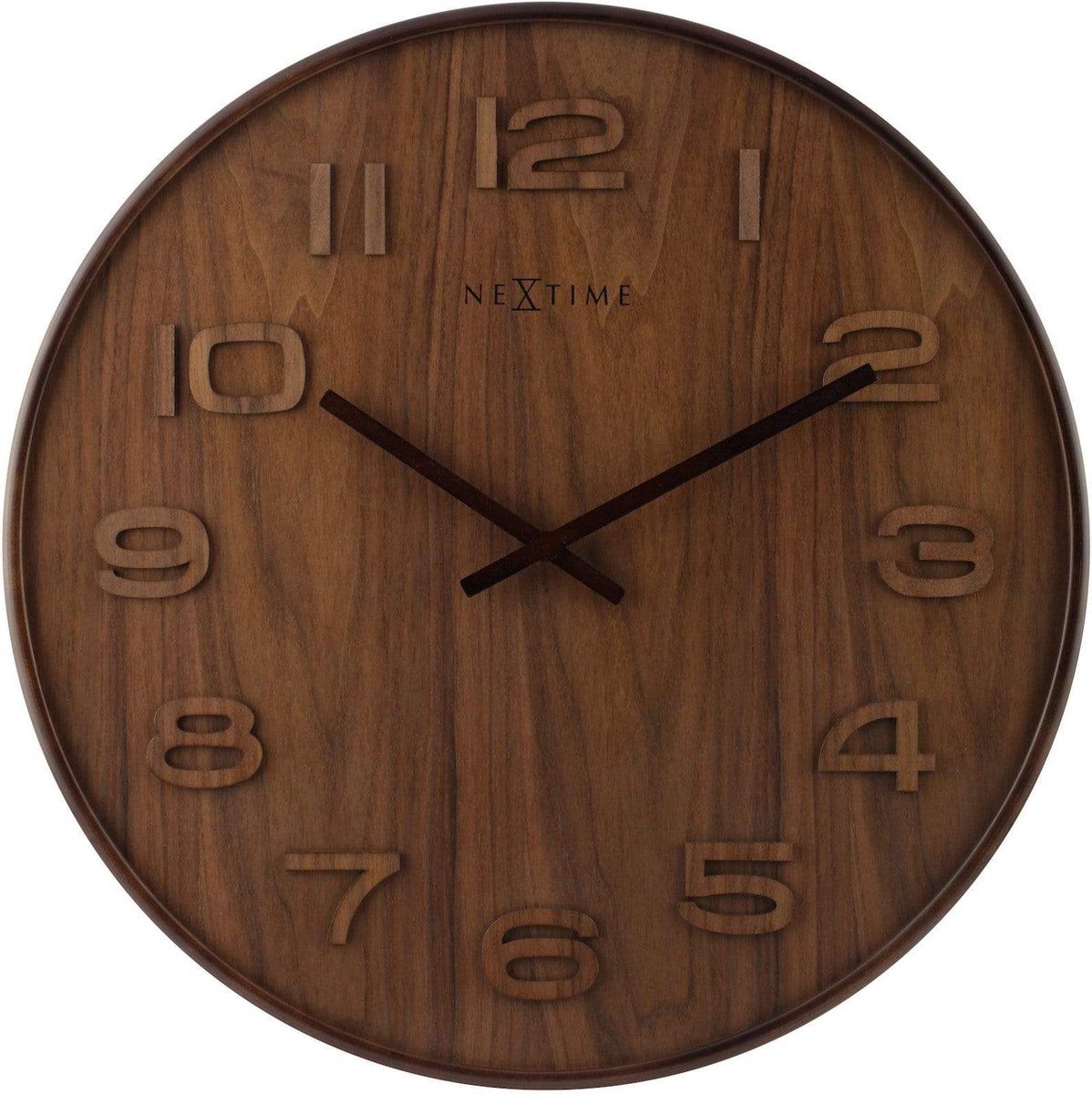 NeXtime Wandklok - 53 x 3 cm - Hout - Bruin - 'Wood Wood Big'