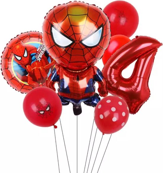 Spiderman Marvel Hero Party Ballon 7 stuks  Folie Ballon  Verjaardag - Kinderfeestje - Versiering - Decoratie