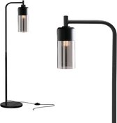 KLIMliving - Vloerlamp - Zwart - Glas - Smoke - Industrieel - E27 fitting - 168cm - Staande lamp - Industriële vloerlamp