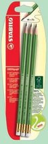Stabilo potloden met gum - Greengraph HB - 3 stuks potlood in blister - 100% FSC