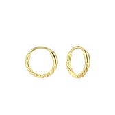 Joy|S - Zilveren oorringen 10 mm - twisted (gedraaid) - 14k goudplating