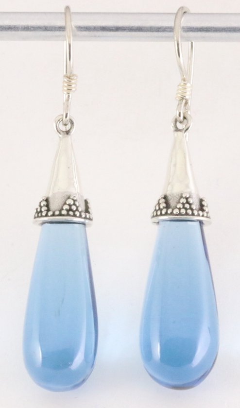 Boucles d'oreilles pendantes traditionnelles en argent avec obsidienne bleu  clair | bol.com
