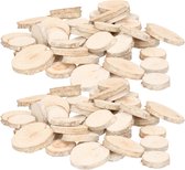 150x stuks houten decoratie boomschijven/boomschijfjes wit (white wash) 3-5 cm - Hobby boomschors schijven - Kerstversiering