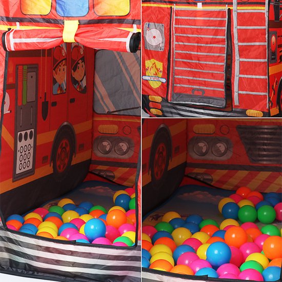 TDR-kinder auto tent -speelhuistent- opvouwbare tent - Brandweerwagen 112*70*75CM — afbeelding 4