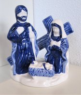 Heinen Delfts Blauw | Kerststal Jozef, Maria en Jezus | Kerstornament | Souvenir | Kerst |