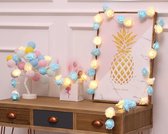 Led lampjes slinger - Bloemen - 3 meter - 20 lichtjes - Rozen - Wit en blauw gemengd - Bruiloft of Babyshower - Batterij
