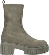 Manfield - Dames - Khaki leren chelsea boots met plateauzool - Maat 39