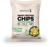 Body & Fit Smart Chips - Moins de gras et de glucides - Riche en protéines - 1 boîte (12 sachets) - Crème sure et oignon