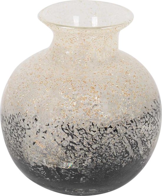Rasteli Vase-Sphère Vase Forme Bouteille Glas Zwart-Crème Fondant D 11,5 cm H 11,5 cm