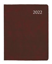 Aurora - bureau agenda - 2022 - week op 2 pagina's - ringband - zachte kaft - rood - 17.5x22.5cm (A5+)