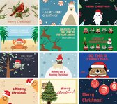 Luxe kerst Ansichtkaarten set 10x15 cm | Kerst kaarten dieren | 24 stuks | 2x12 kerstkaarten | 2023 ansichtkaarten | 2023 Kerstkaarten