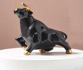 BaykaDecor - Unieke Beeld Stier - Premium Zwart Porselein Bull - Origami Koe - Woondecoratie - Geometrische Kunst - Zwart - 12 cm