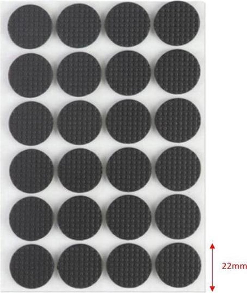 FSW-Products - Zelfklevend Meubelonderzetters Zwart – 24 Stuks - 2.2cm dia - Antikras - Zelfklevende Vilt - Stoelpoot Beschermers - Vloer beschermer - Viltjes stoelpoten – Anti kras – Bescherm Vilt – Stoel onderzetter - EVA - Meubelonderzetter