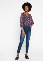 LOLALIZA Slim jeans met mini pailletten - Donker Blauw - Maat 48