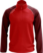 Masita | Sweater Heren Half Zip Sporttrui Dames Korte ritssluiting Trui met duimgaten Ook Kindermaten - RED - 116