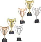 Relaxdays 6x Trofee - set - wisselbeker - prijsbeker - kunststof - trofee-beker