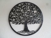 Wanddecoratie levensboom - / tree of life - woonkamer decoratie - slaapkamer / gang/ hal/ muurdecoratie metaal - vintage Zwart / Oud Zilver  - 60 CM