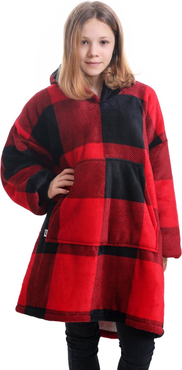 JAXY - Hoodie Deken Kinderen - Fleece Deken Met Mouwen - Snuggle Hoodie - Hoodie Kids - 1150 gram - Patroon