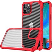 Apple iPhone 13 Pro Max Hoesje Carbon Back Cover Schokbestendig Rood