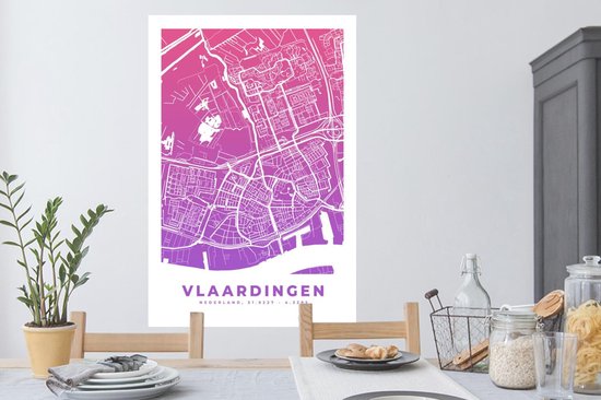 Stickers Stickers muraux - Plan de la ville - Vlaardingen - Violet - Pays- Nederland - 80x120 cm - Feuille adhésive - Carte
