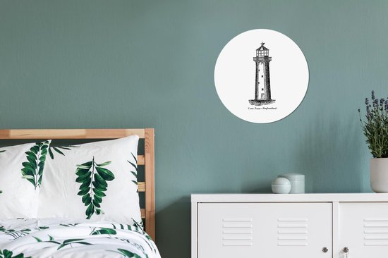 WallCircle - Cercle mural - Cercle mural - Vintage - Phare - Wit - Aluminium - Dibond - 30x30 cm - Intérieur et Extérieur