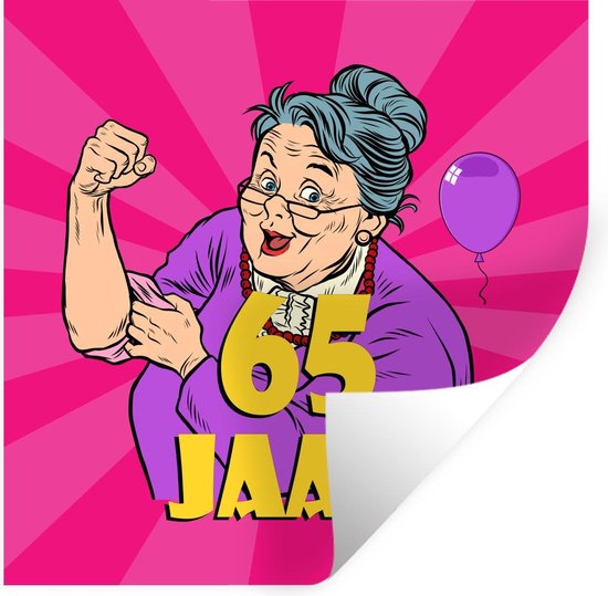 Muurstickers Sticker Folie Vrouw Jubileum cadeau 65 Jaar 30x30 cm